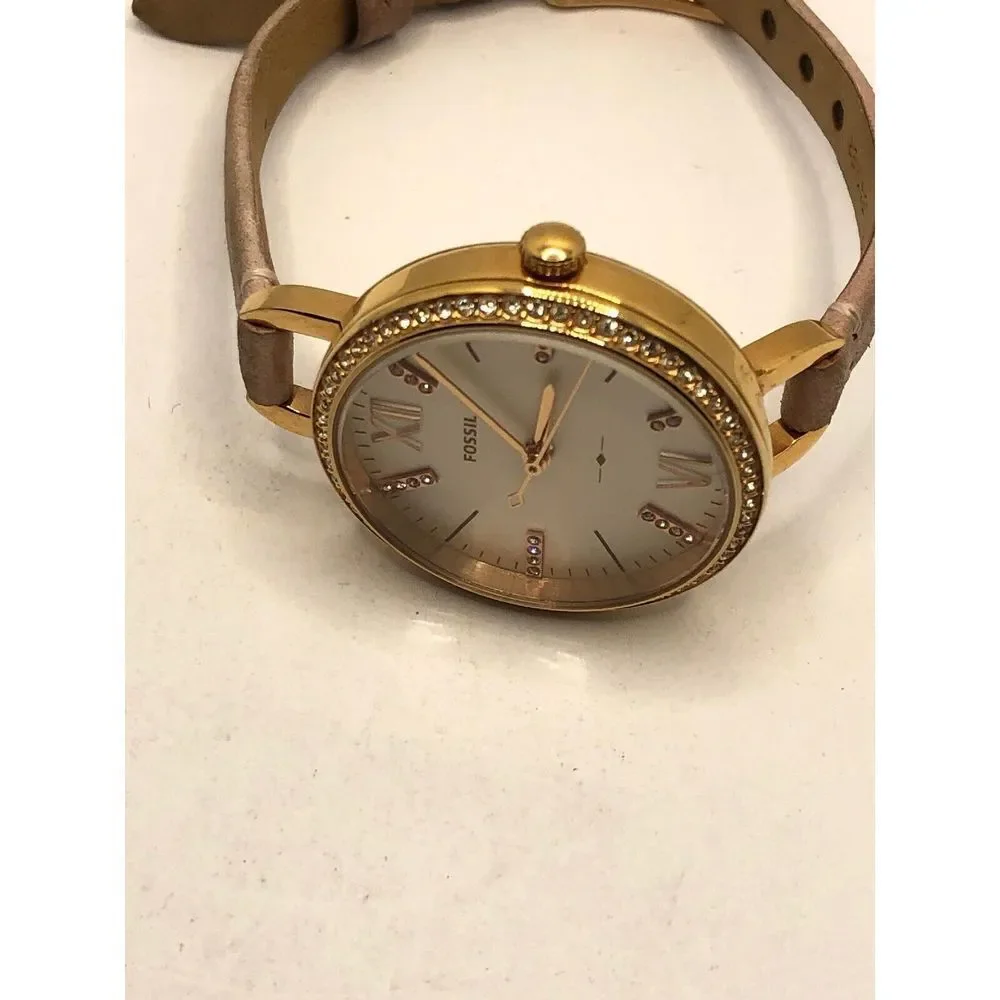 Fossil ES4402 Womens Bluish Leather Analog Silver Dial Genuine Wrist Watch HK469